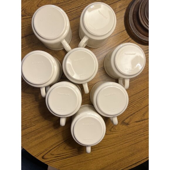 Tupperware Melamine Mugs With Handles Cream Mod Vintage 1970s Set Of 8 - Picture 10 of 12